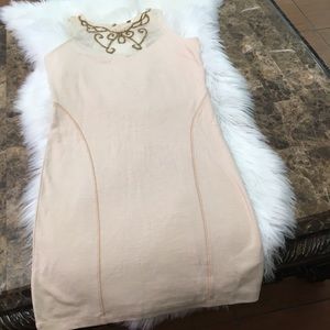Free people dress embellished neckline sheer small